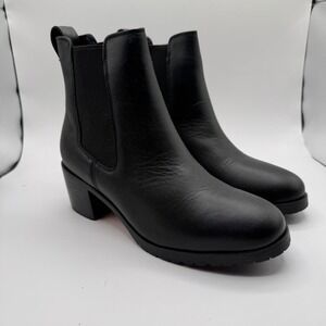 Nisolo Ana Go-To Black Leather Heeled‎ Chelsea Boots Women's 8 Block Slip-On
